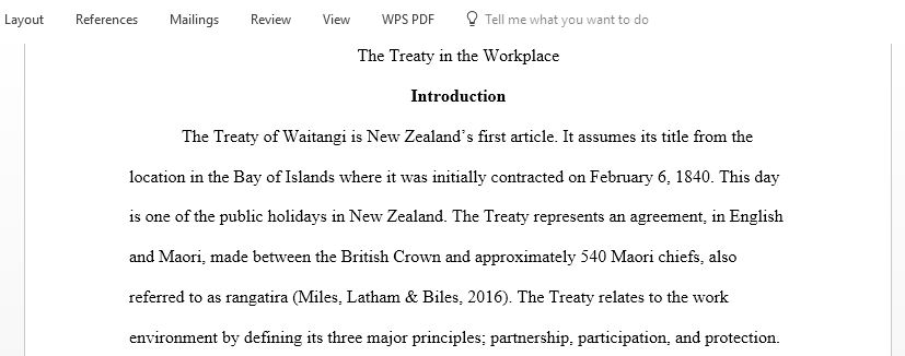 THE TREATY IN THE WORKPLACE REPORT