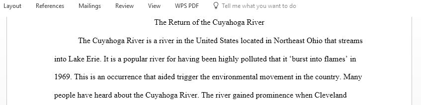 The Return of the Cuyahoga River summary paper