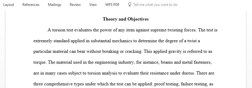 The paper will be about my experiment which is torsion test