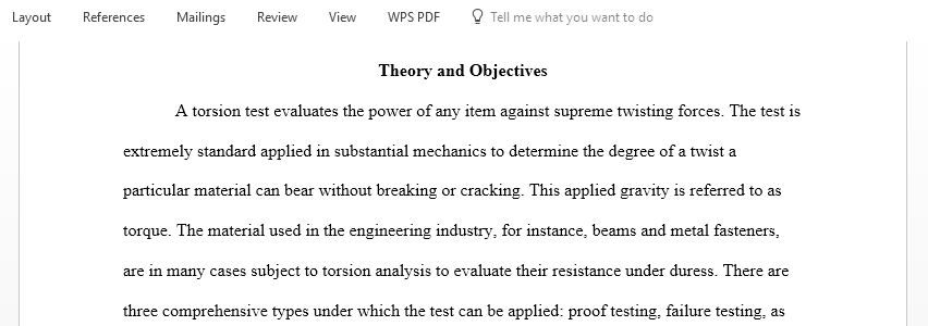 The paper will be about my experiment which is torsion test