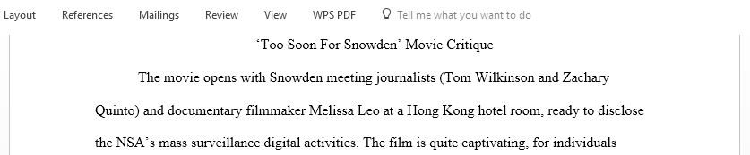 Too Soon For Snowden Movie Critique