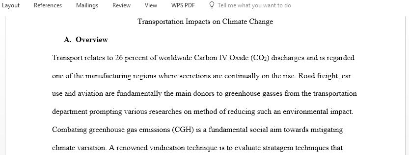  Transportation impacts on climate change