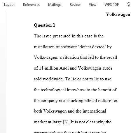Using recently published literature (news articles, industry websites, etc.), uncover the underlying details of the VW scandal