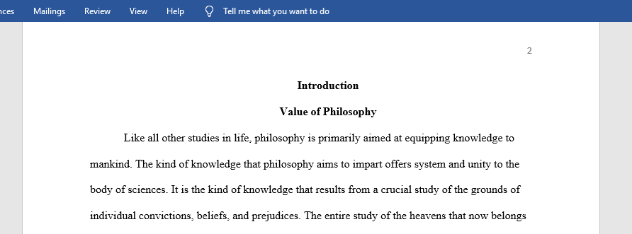 VALUE OF PHILOSOPHY