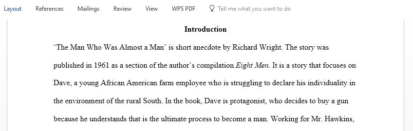 Write a character study of one of the main characters from Richard Wright The Man Who Was Almost a Man