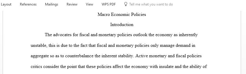 Write an analysis on Active monetary and fiscal policy and Tax incentives for saving