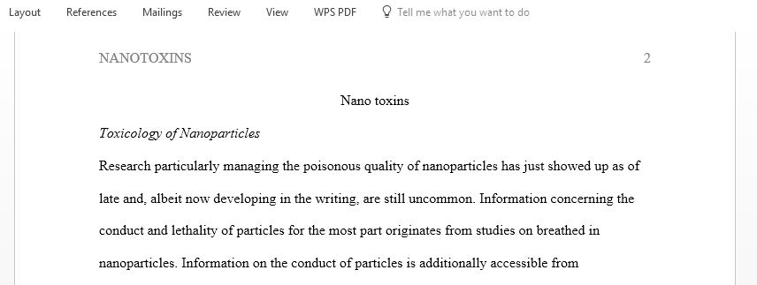 Write an essay explaining Nano toxins in detail