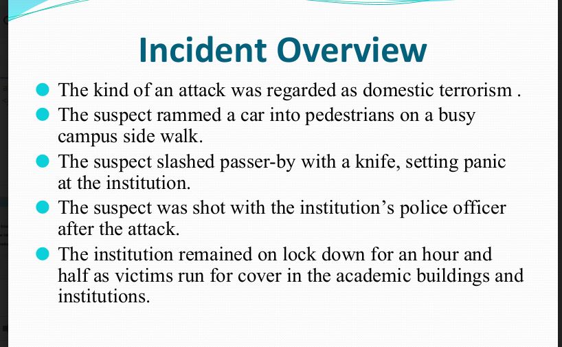  A man inspired by Islamic State drives a truck into a crowd of students at Ohio State University and then continues to attack students with a knife