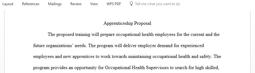 Apprenticeship Proposal