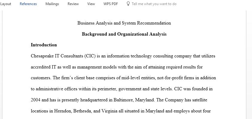 Background and Organizational Analysis