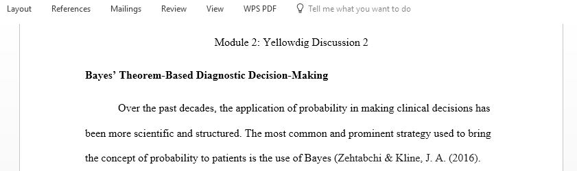 Bayes’ theorem-based diagnostic decision making