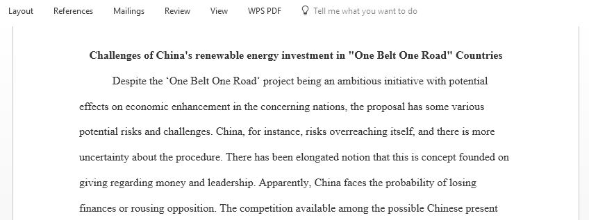 CHALLENGES of China's renewable energy investment in the One Belt One Road countries