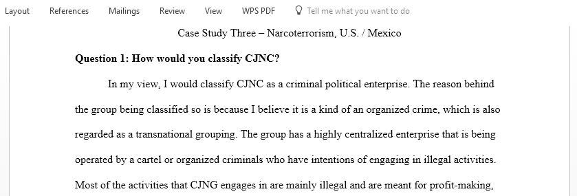 Case Study on Narcoterrorism in U.S and Mexico