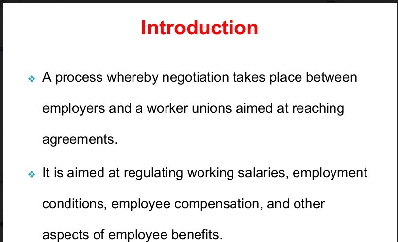 Create a PowerPoint presentation on the topic of collective bargaining