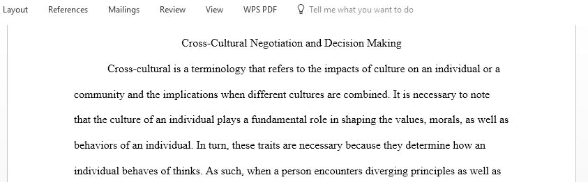 Cross-cultural Negotiation and Decision Making