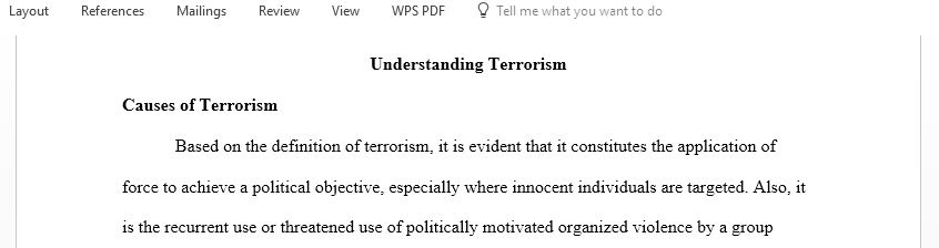 Different reasons why individuals and groups decide to engage in terrorism