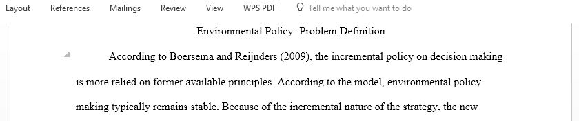 Environmental Policy- Problem Definition