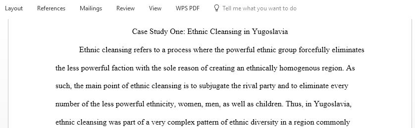 Ethnic Cleansing in Yugoslavia case study