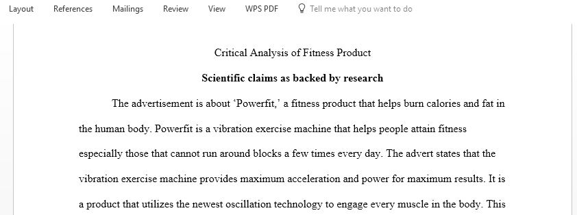 Evaluating Fitness Products 