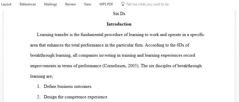 How can the 6Ds you have learned about in the book help evaluate a learning organization