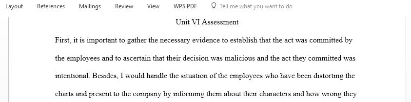 How you would handle the situation if you learn that two employees within your group have been intentionally distorting graphs and charts