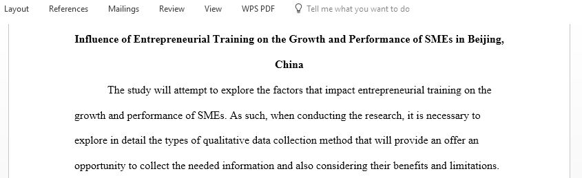Influence of Entrepreneurial Training on the Growth and Performance of SMEs in Beijing, China