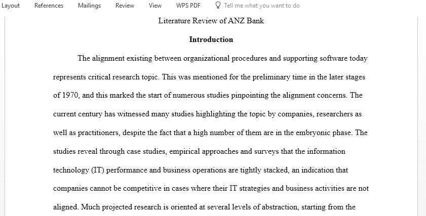 LITERATURE REVIEW for ANZ BANK 