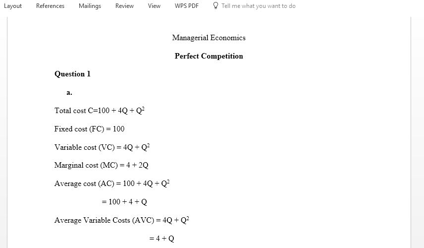 Managerial Economics Midterm exam