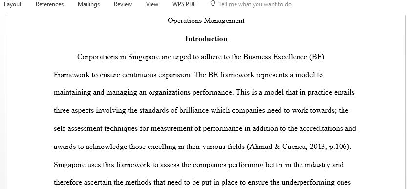 Operations Management (Based on Singapore Market