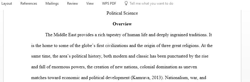 Political Science paper on  modern middle eastern history and politics