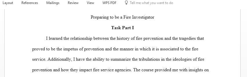 Preparing to be a Fire Investigator essay