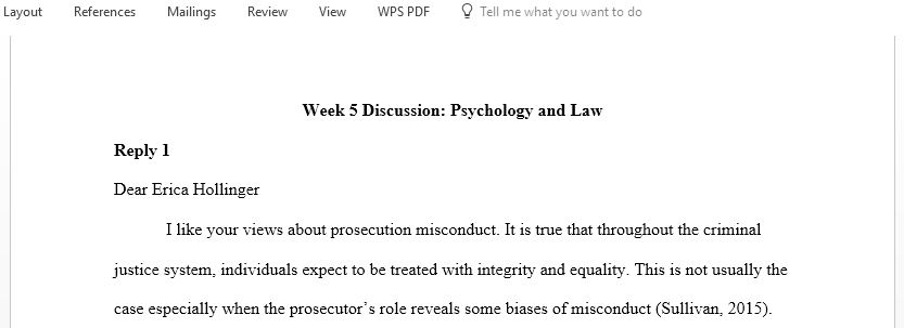 Psychology and Law week 5 replies