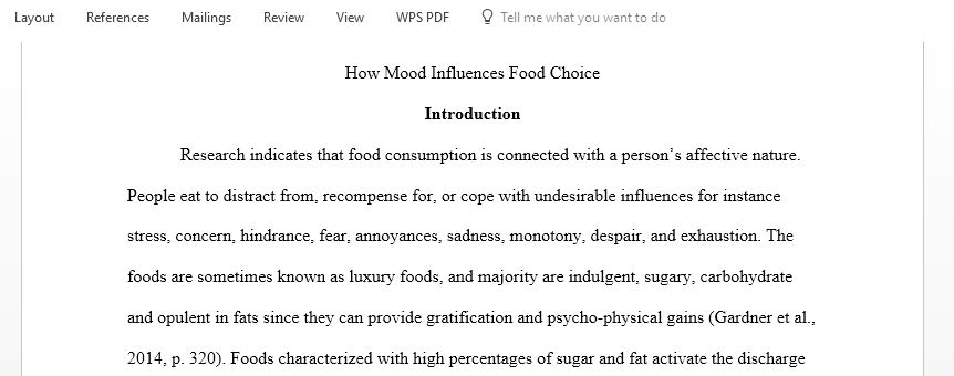 Qualitative research project  on How Mood Influences Food Choice
