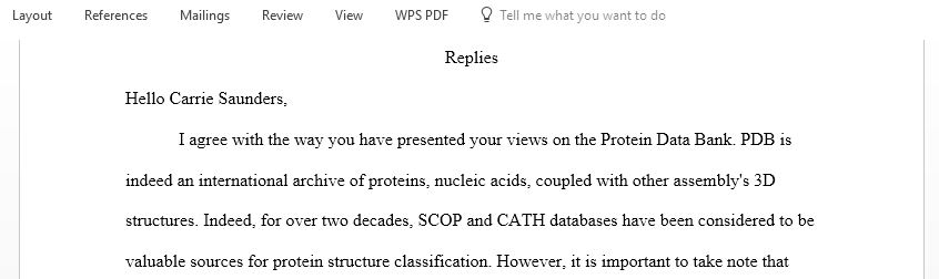 Reply to what do databases such as CATH and SCOP offer that PDB lacks