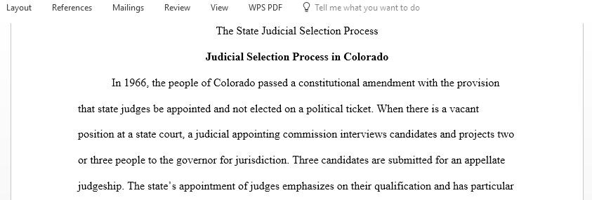 Research the judicial selection process for different court systems from different states within the U.S. Court System