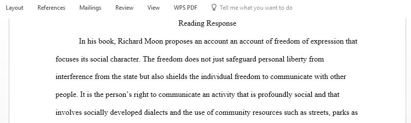 Summary of the main argument with a bit of your own response, agreeing disagreeing with Richard Moon book Truth The constitutional protection of freedom of expression