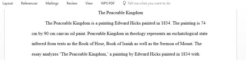 Textual analysis essay on Peaceable Kingdom painting