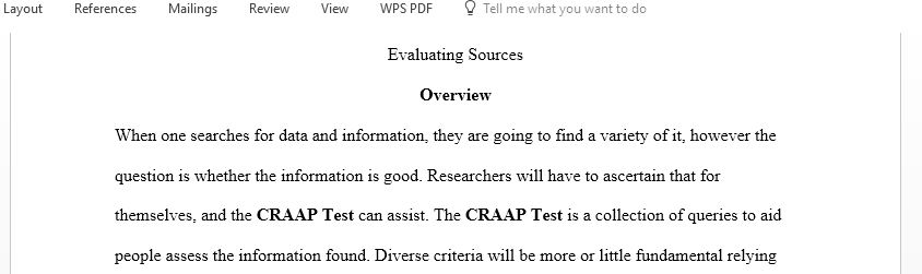 The intention of this assignment is to help you understand what sources are typically considered appropriate to use for academic research papers