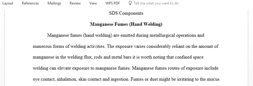 Write a paper explaining the most likely exposure route and risk associated with manganese fume (hand welding) and xylene (paint booth)