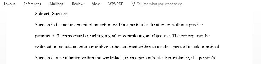 Write a properly formatted email to me reflecting on how you define success and who or what has shaped that definition