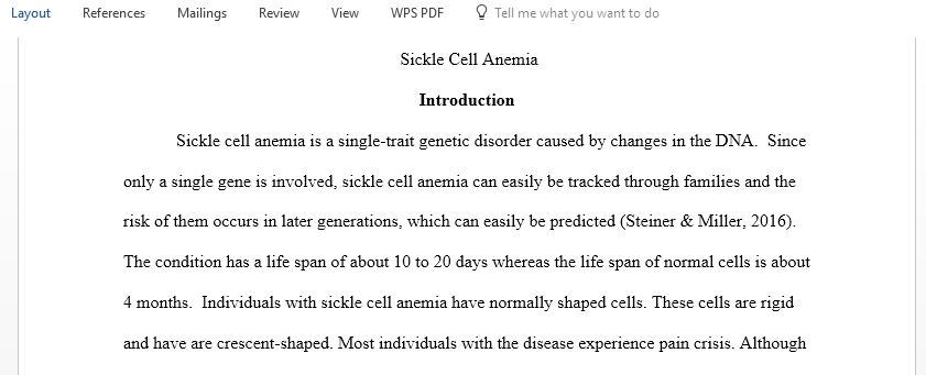 Write a research paper about Sickle Cell Anemia