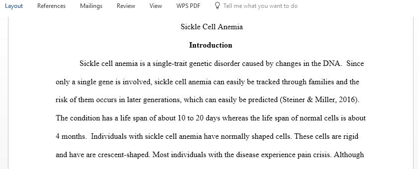 sickle cell anemia research paper outline