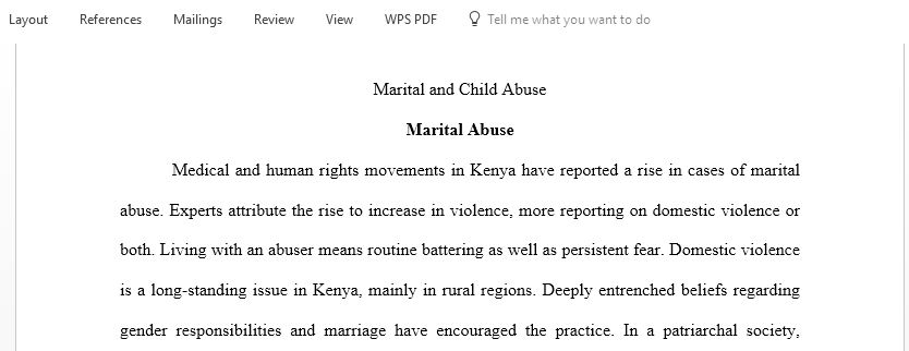 Write an analysis report on marital and child abuse