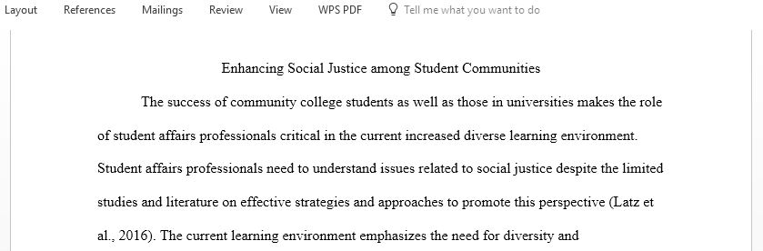 You are required to write a conference proposal addressing a topic or question relevant to emerging student affairs professionals interested in advancing social justice