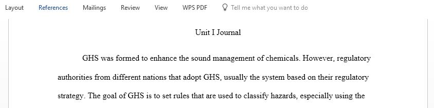 describe how you believe the GHS system will affect you or others in your field as your perform your various job functions