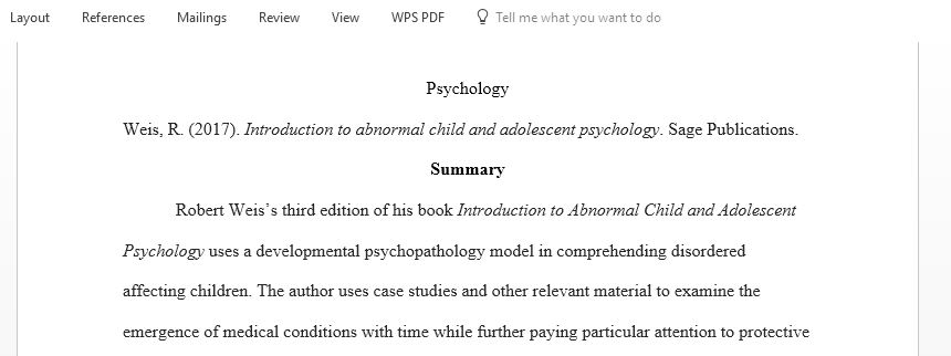 for Introduction to abnormal child and adolescent psychology. Sage Publications