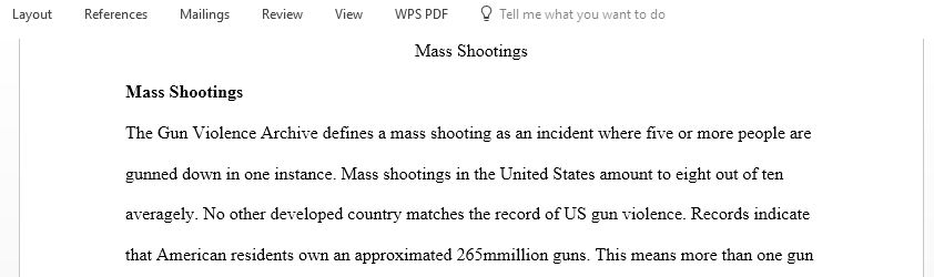 paper on Mass Shootings, Can they be stopped
