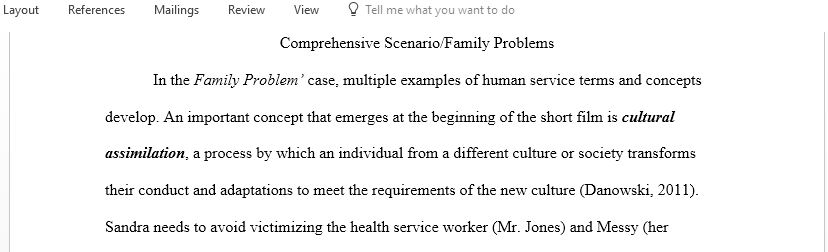 Discuss Comprehensive Scenario titled Family Problems