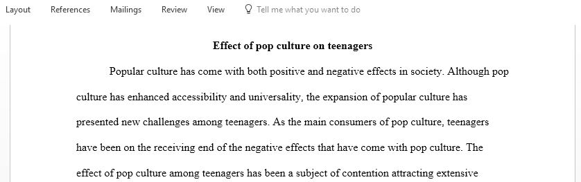 Effect of pop culture on teenagers