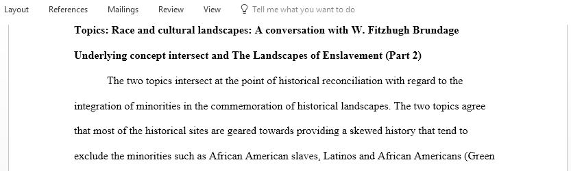 Find the relationship between the landscape of enslavement and race and cultural landscapes
